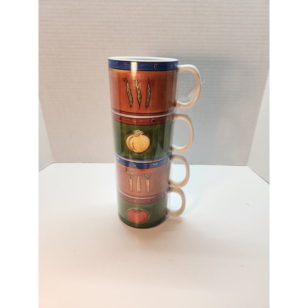MSC By Jocha Peas, Carrots, Onion, Tomato Mugs Set Of 4 New